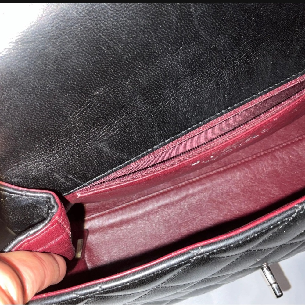 Excellent Chanel Kelly Top Handle Black Silver Hardware Medium 10” - Picture 8 of 8